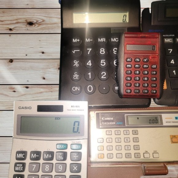 Lot of 6 Calculators - Vintage & Newer Models - Fully Functional - Casio, Canon - Picture 2 of 3